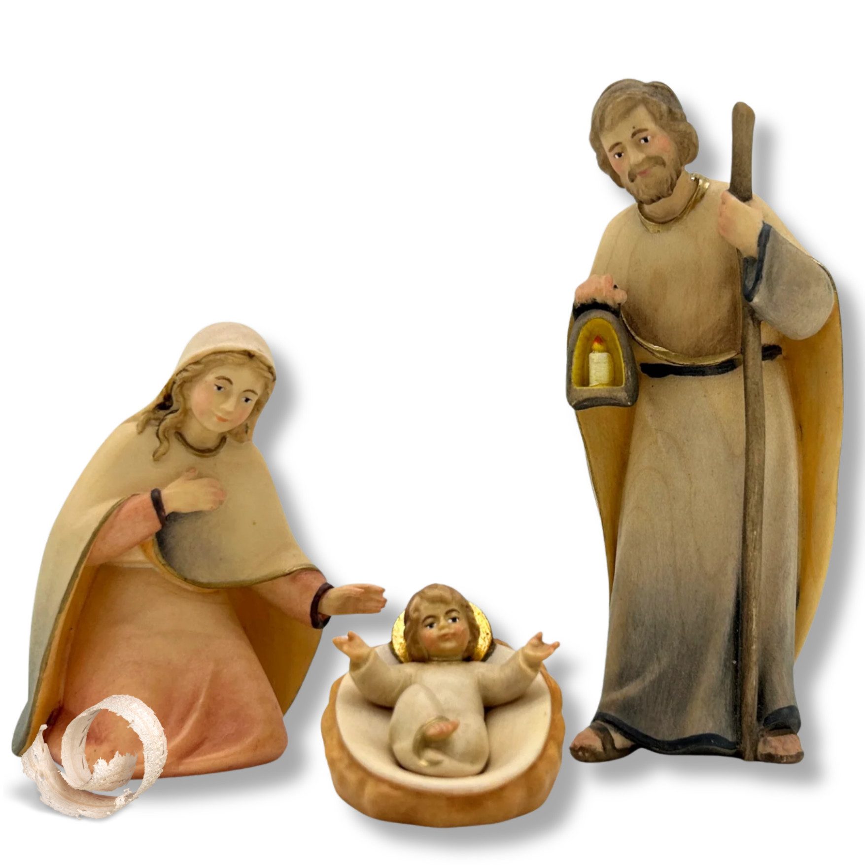 Krippe Licht Krippenfiguren aus Holz: Heilige Familie