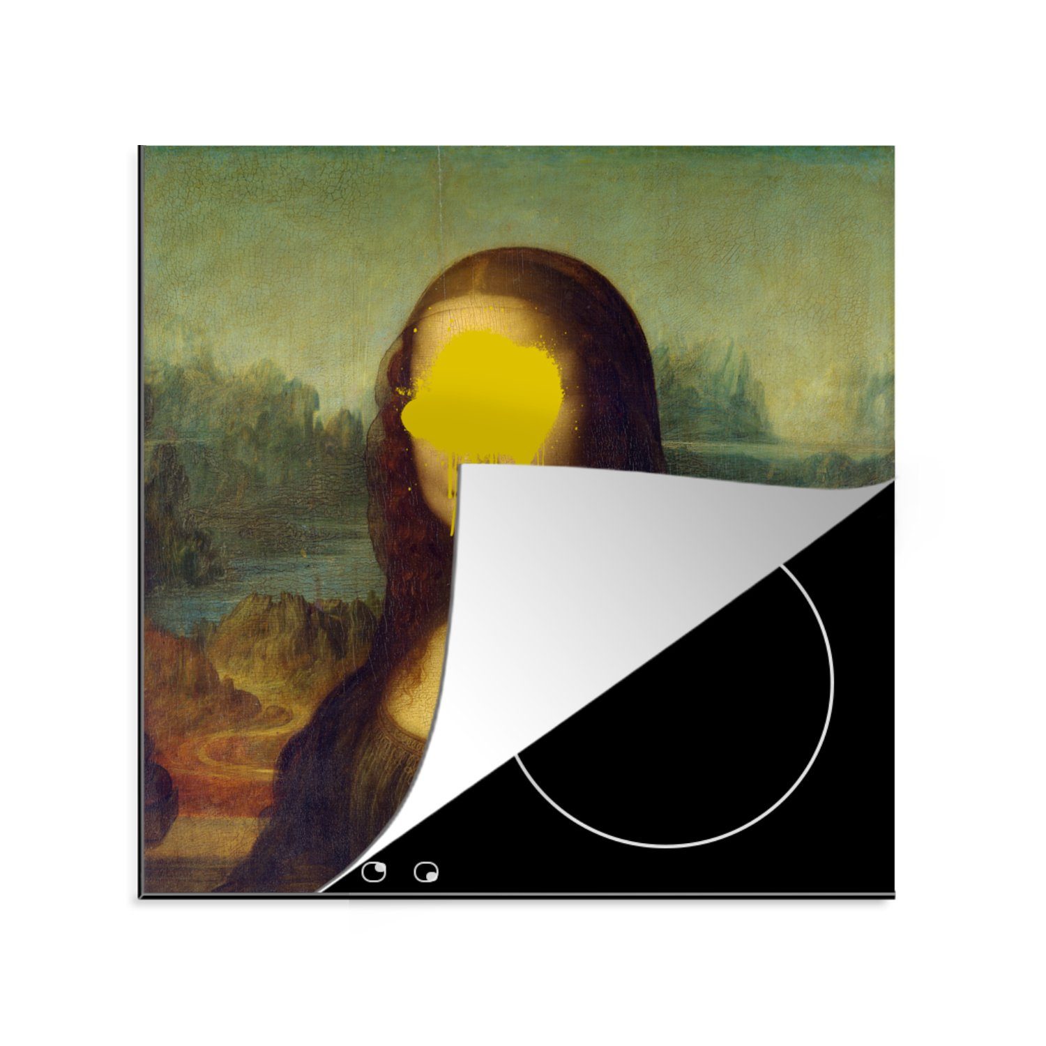 MuchoWow Herdblende-/Abdeckplatte cm, da Lisa Kunst, Leonardo Vinci tlg), (1 für Ceranfeldabdeckung, Vinyl, - Mona Arbeitsplatte - küche 78x78