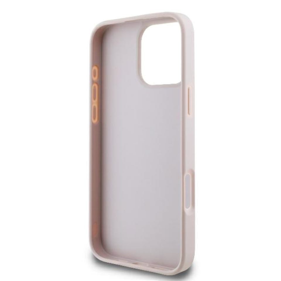 Guess Handyhülle iPhone 16 Pro Max Kunstleder rosa Big Logo goldfarbig 6,9 Zoll, Kantenschutz