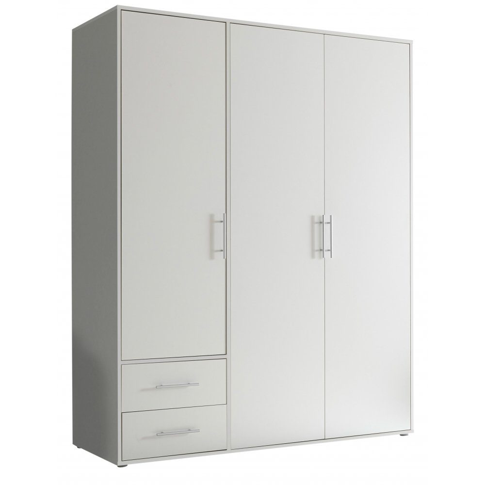 Pol-Power Drehtürenschrank Kleiderschrank VALENCIA mit Drehtüren / Schubladen ca. 155 x 195 x 60 cm Weiß