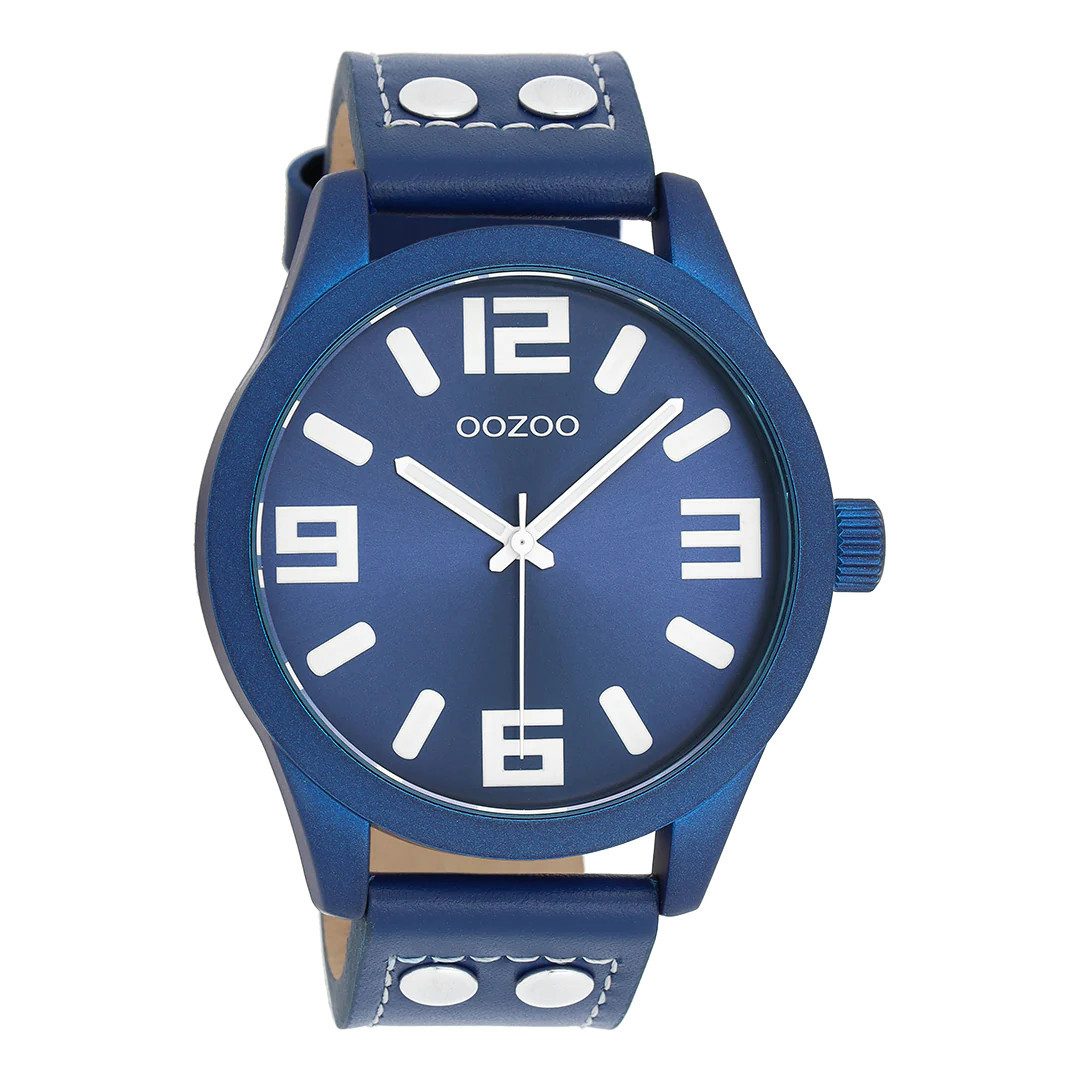 OOZOO Quarzuhr Basic Line Armbanduhr C1092 Blau Lederband 46 mm günstig online kaufen