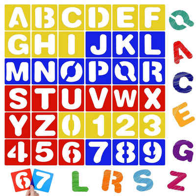 GelldG Malschablone Buchstaben Schablone, kleine Zahl für Kinder lernen, Zeichenschablone