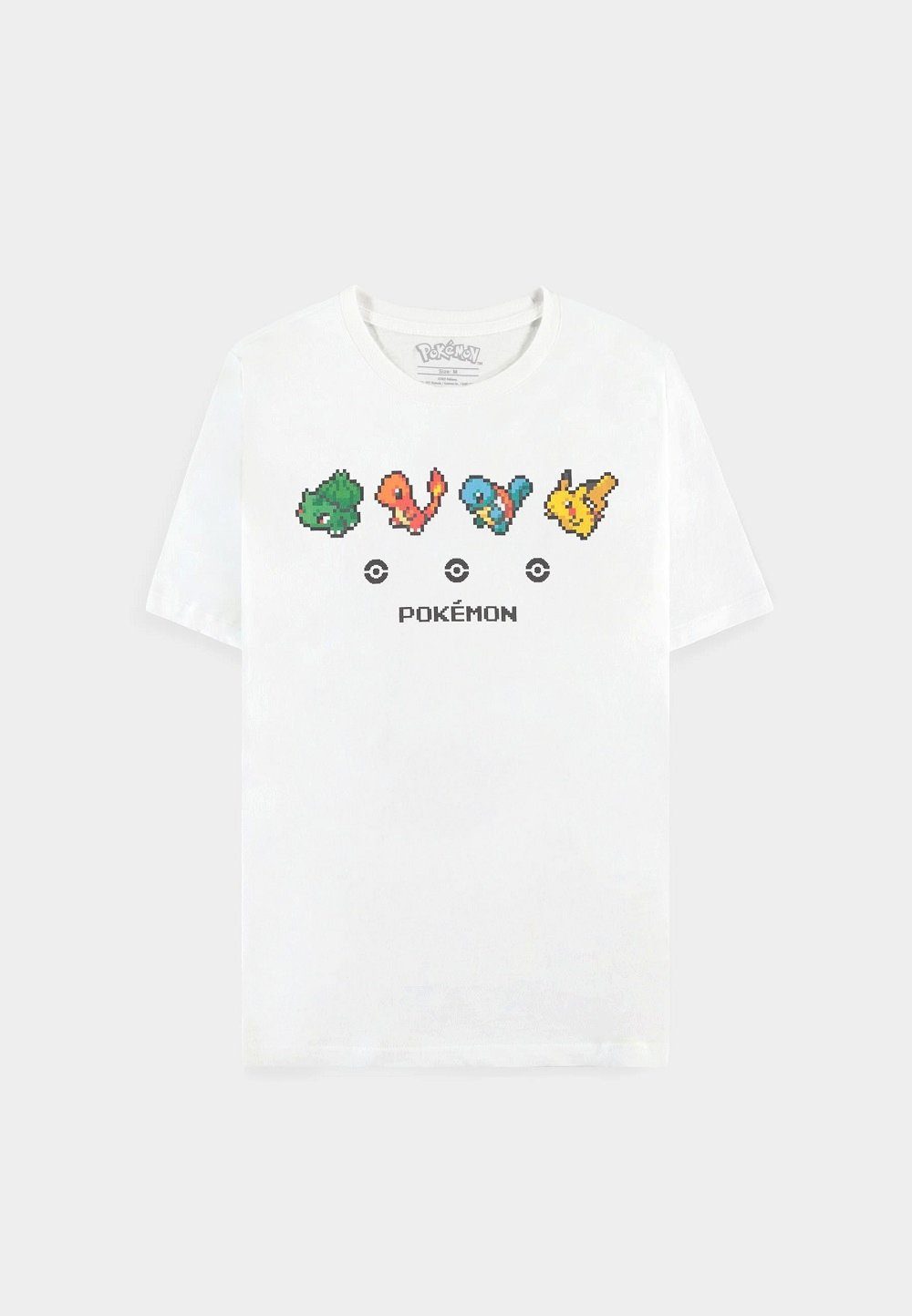 100% T-Shirt lizenzierter Baumwolle, Print Pokémon DIFUZED Herren T-Shirt Pokémon Starters weiß
