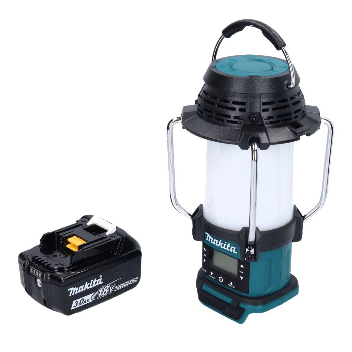 Makita DMR 055 F1 Akku Radio 18 V FM mit Laterne 360° Taschenlampe + 1x Akku Baustellenradio