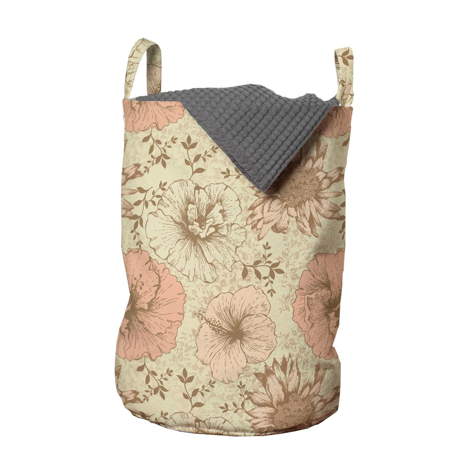 Abakuhaus Wäschesäckchen Wäschekorb mit Griffen Kordelzugverschluss für Waschsalons, Blumen Exotische Hibiscus Pflanze
