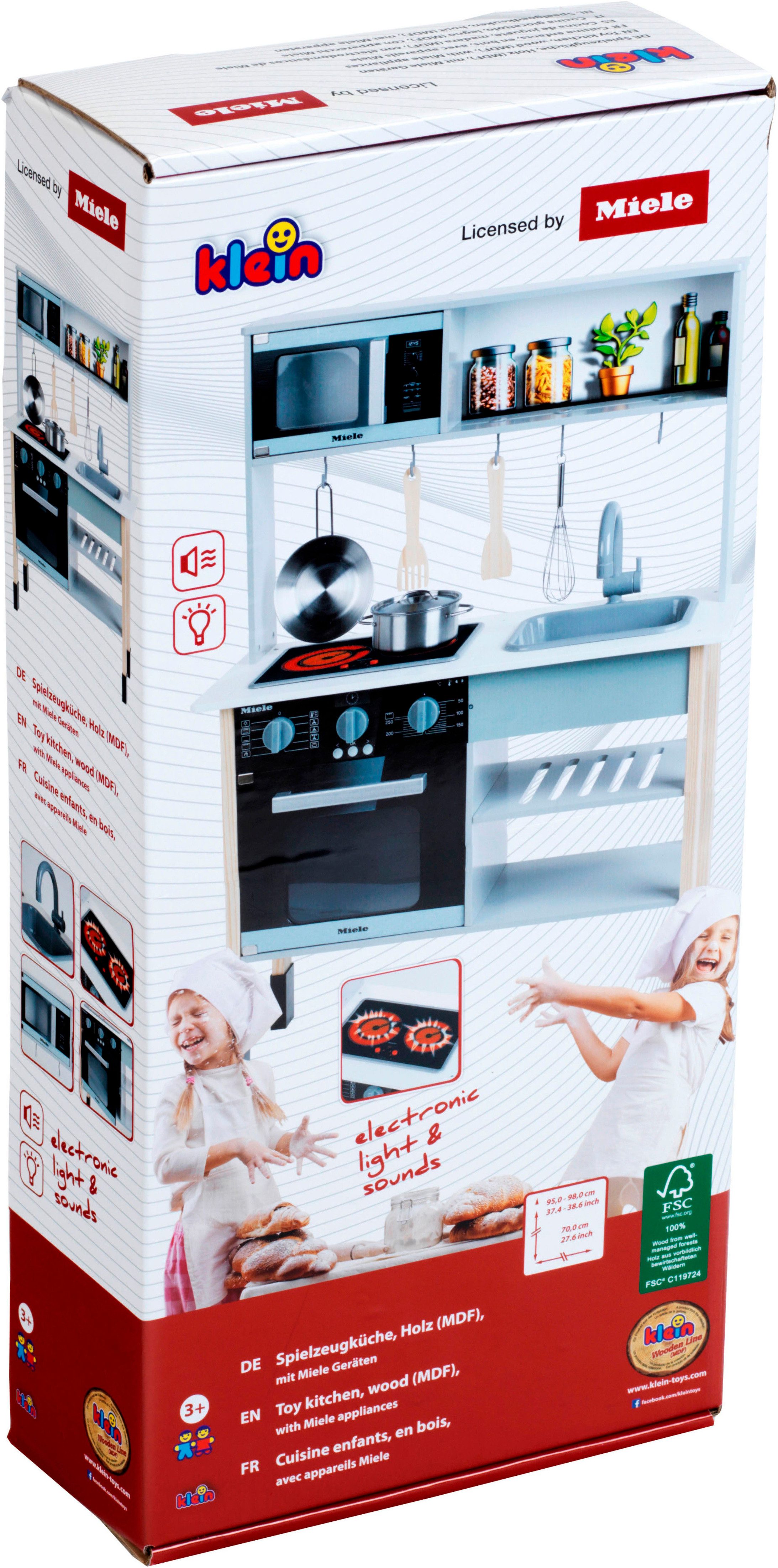 Klein Spielküche Miele MDF, mit Zubehör aus Holz und Metall, Kochfeld