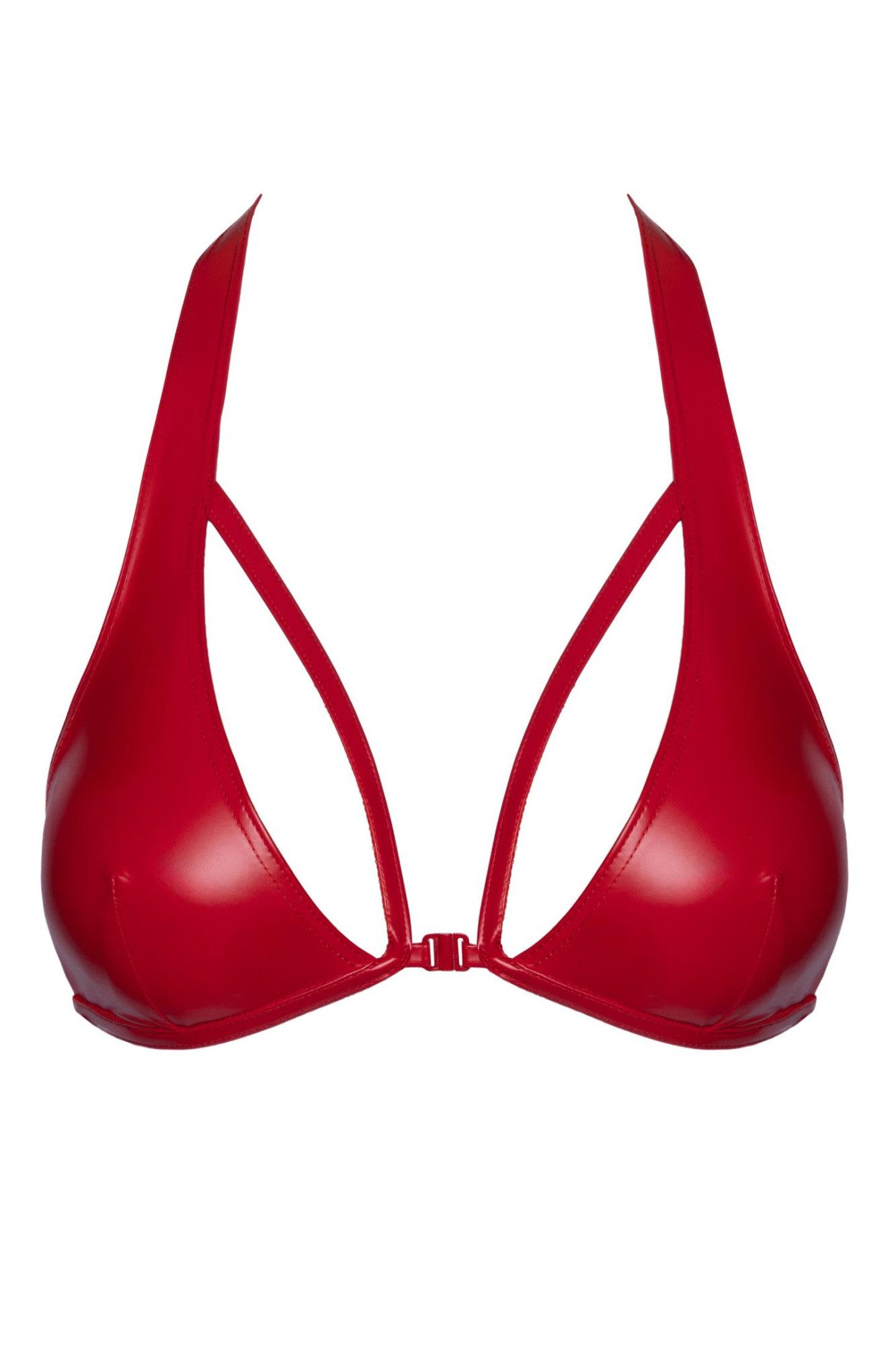 Noir Handmade Bralette-BH Damen wetlook Bralette rot blickdicht Dessous BH Top mit Verschluss vo