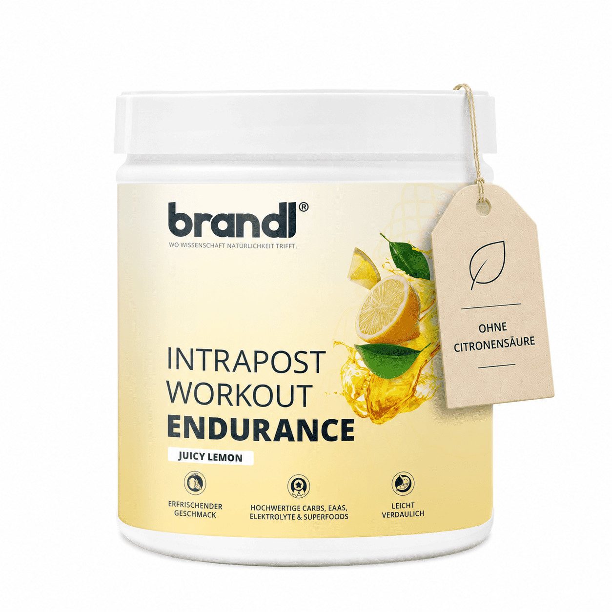 Brandl Nutrition Sport all-in-One Ausdauer-Drink Endurance - hochwertige Elektrolyte Pulver, Isotonisches Getränkepulver lemon by brandl® - 600g Intrapost