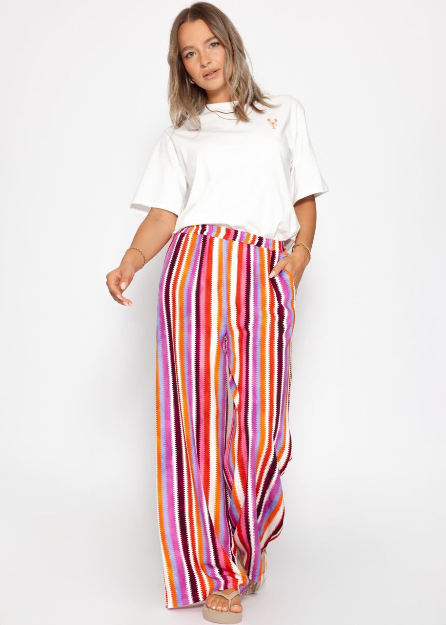 SASSYCLASSY Stoffhose Leichte Streifenhose Damen mit weitem Bein Luftige Wi günstig online kaufen