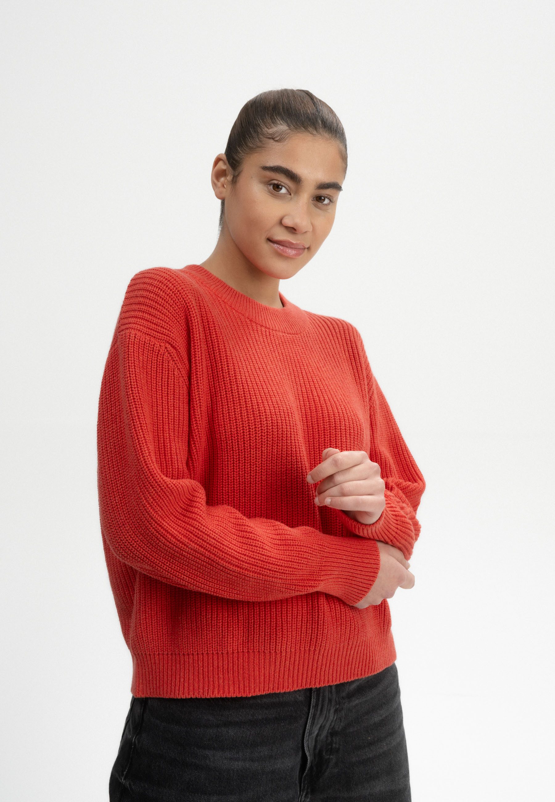 MELA Strickpullover Rippstrick Pullover Style ADAH Gerippter Kragen, Saum u günstig online kaufen