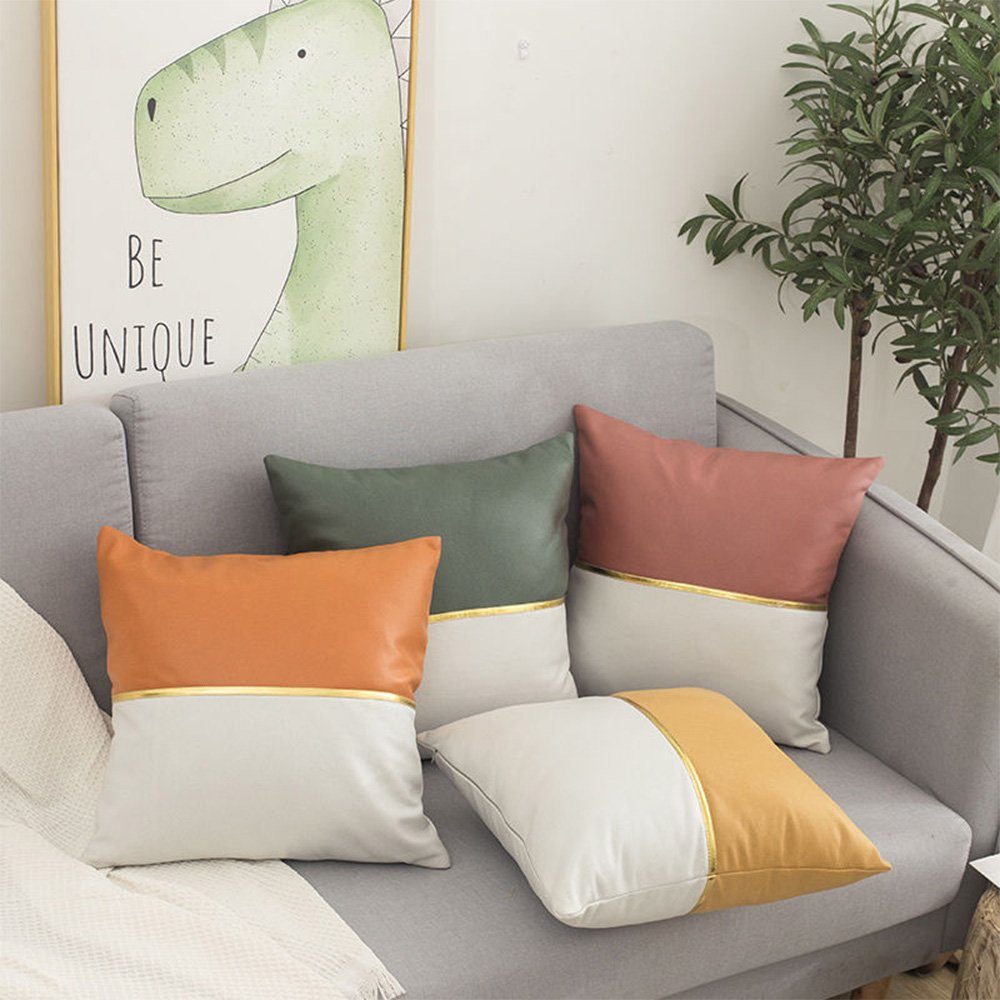 Couch Sofa dekoratives 45*45cm, für Kissenbezüge Bett (4 Kissenbezügen FELIXLEO Stück) Samt-Patchwork