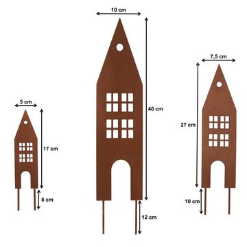 UNUS GARDEN Gartenstecker Gartenstecker Rost Häuser 3er Set (3-St)