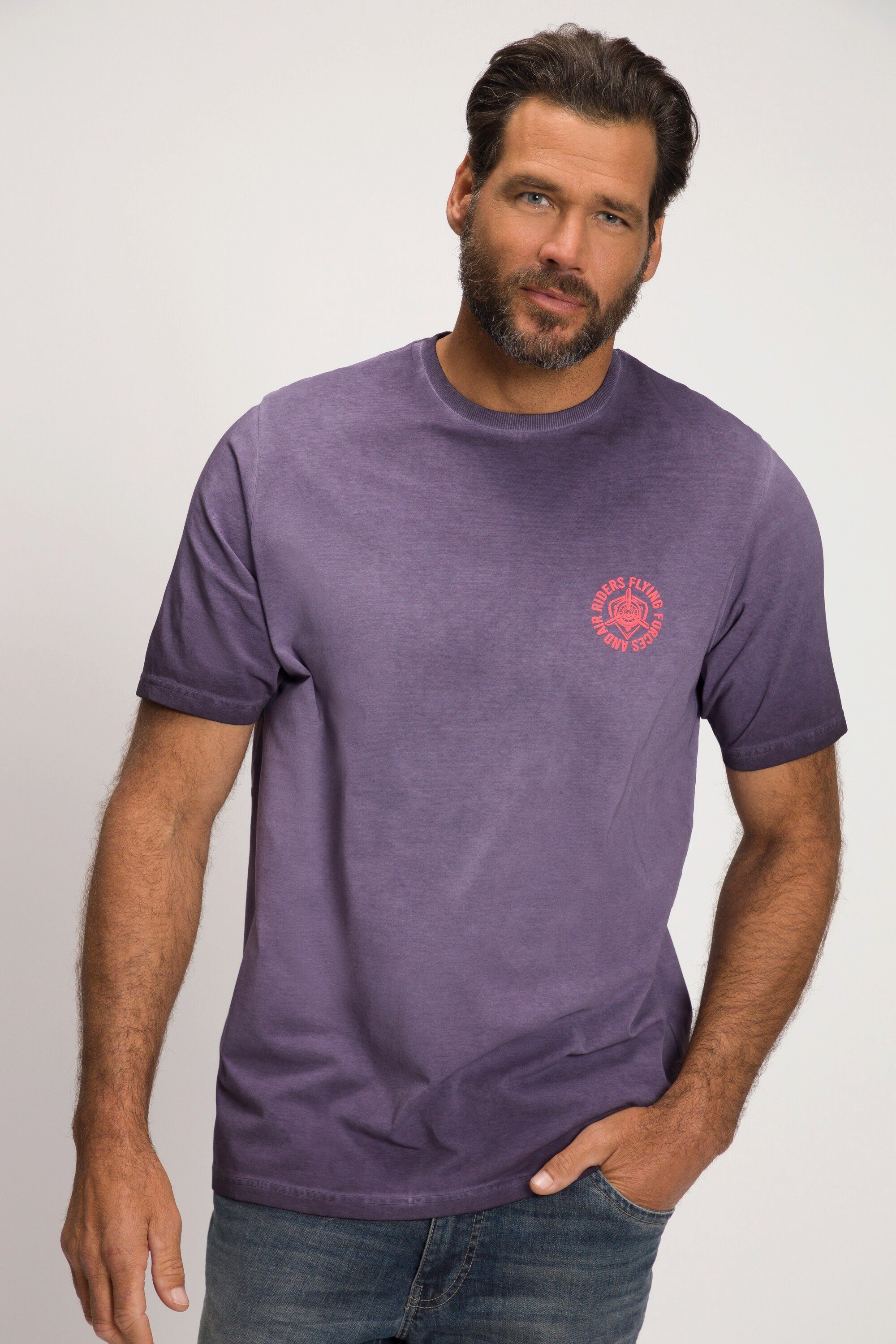 FLEXNAMIC® T-Shirt JP1880 T-Shirt dyed bis Halbarm dunkel oil Print violett 8 XL