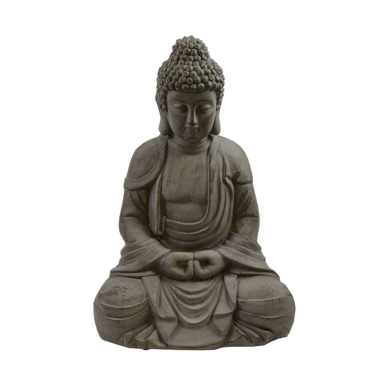 44 H Garten Figur B&S Dekofigur Skulptur sitzend Dekofigur cm Buddha Meditation Grau