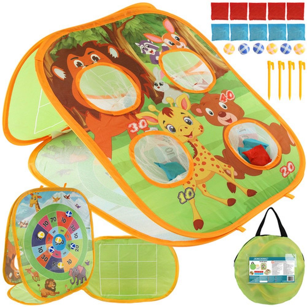 KRUZZEL Wurfscheibe Ballwurf-Arcade-Spiel (Spar-Set, Platzsparend), Ideal für Zuhause, Garten, Picknick, Kindergarten oder Schule