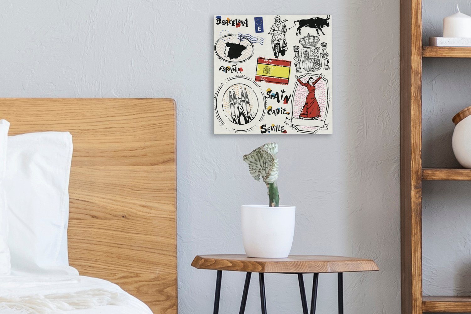 OneMillionCanvasses® Leinwandbild Illustrationen aus Bilder Leinwand St), Spanien, für (1 Wohnzimmer Schlafzimmer