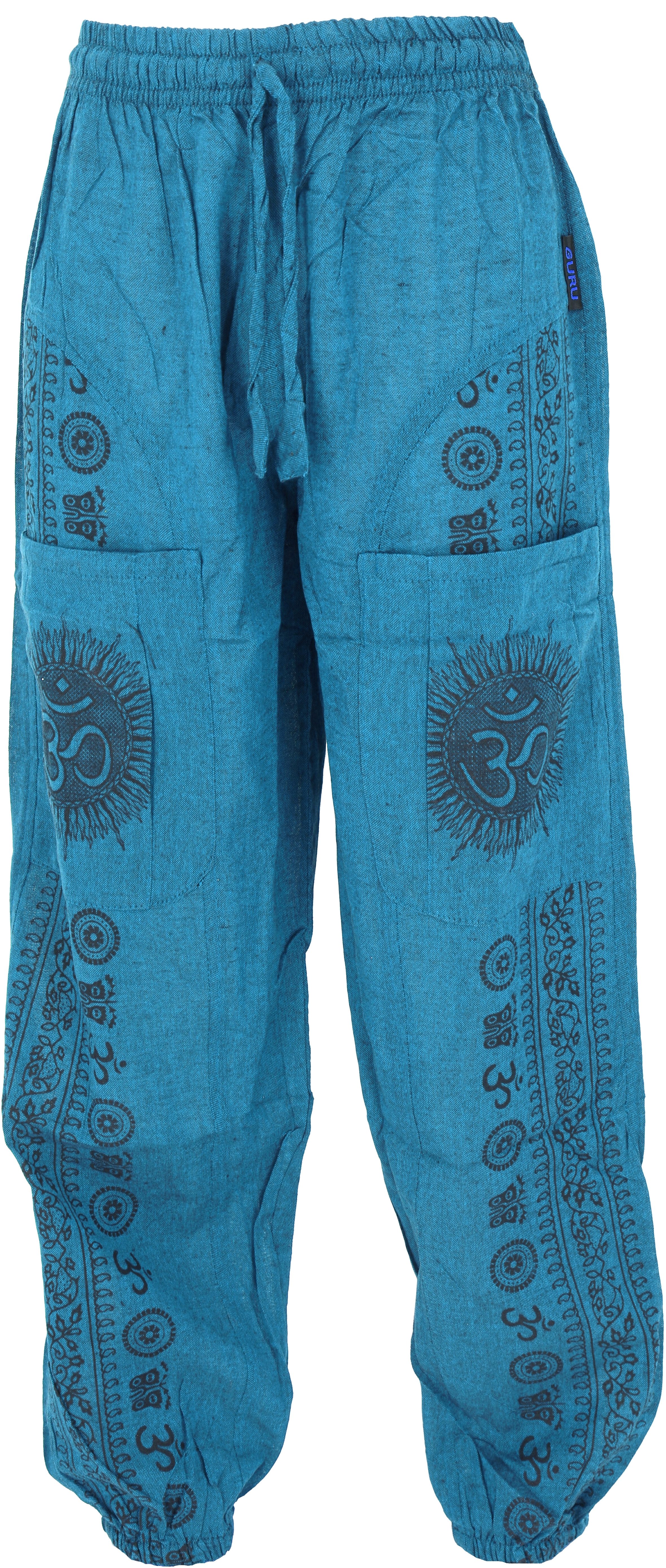 Guru-Shop Relaxhose Yogahose, Unisex-Baumwoll-Goa-Hose mit Druck -.. Goa Style, Retro, alternative Bekleidung