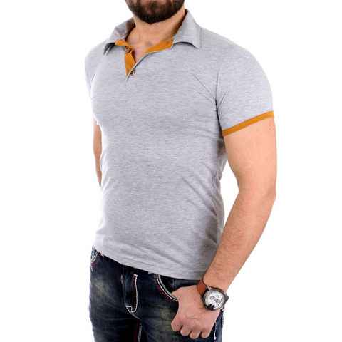 Reslad Poloshirt Reslad T-Shirt Herren Basic Kontrast Polokragen Shirt RS-5099 (1-tlg) Polo-Hemd Slim Fit