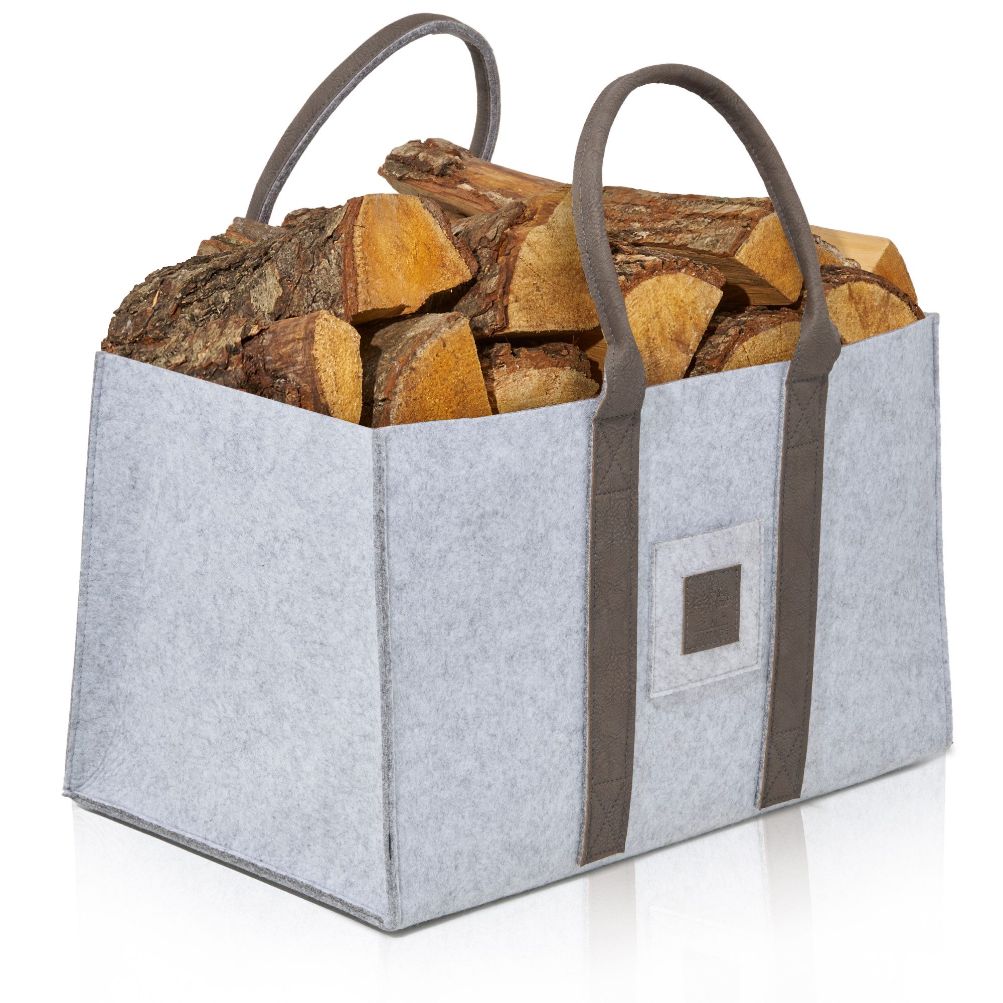 OAKAGE Kaminholzkorb Allzweckkorb Holzkorb für Kaminholz Feuerholzkorb Kaminkorb Filzkorb (2er-Set), Aufbewahrungstasche für Schlüssel oder Feuerzeug