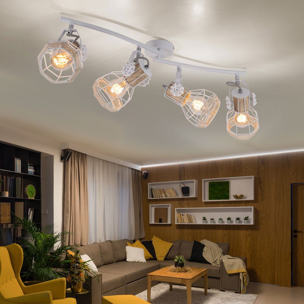 GLOBO LIGHTING Deckenspot, Leuchtmittel nicht inklusive, Deckenstrahler 4 Flammig Metall Deckenleuchte Holz E27