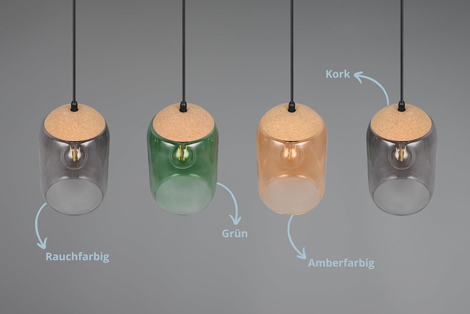 lightling Pendelleuchte Colara, ohne Leuchtmittel, höhenverstellbar, 4-flammig, Deckenmontage