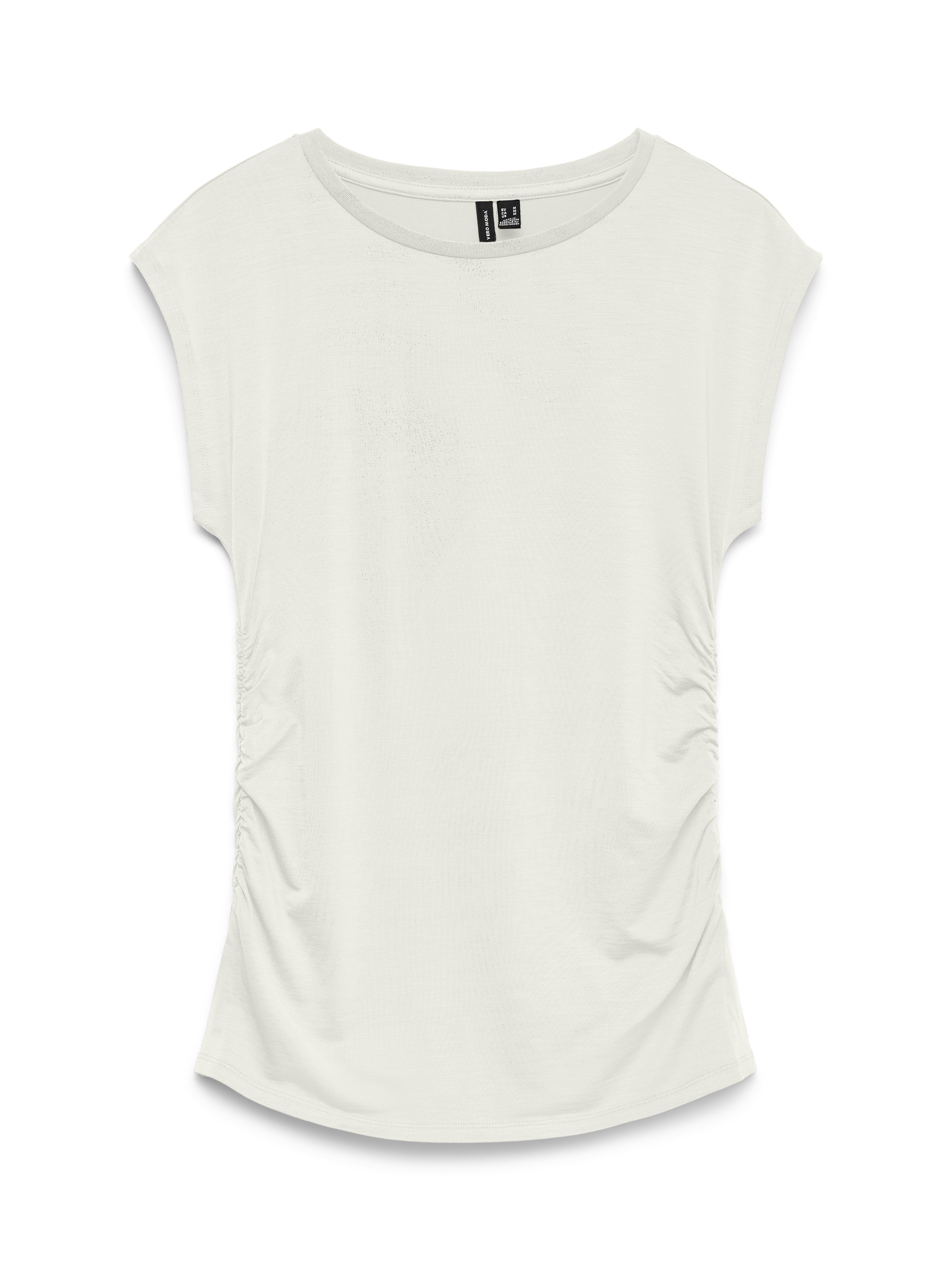 Vero Moda Rundhalsshirt VMAVASARAH SL TOP JRS NOOS Materialmix, seitlich gerafft – Bild 5 von 5