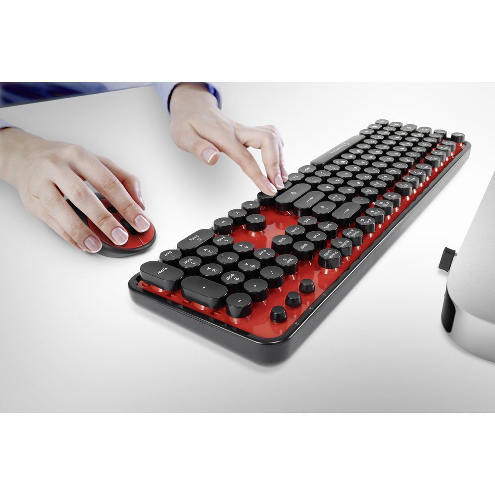 Renkforce Renkforce RF-DS-RETRO Funk Tastatur, Maus-Set Deutsch, QWERTZ Schwarz Tastatur- und Maus-Set