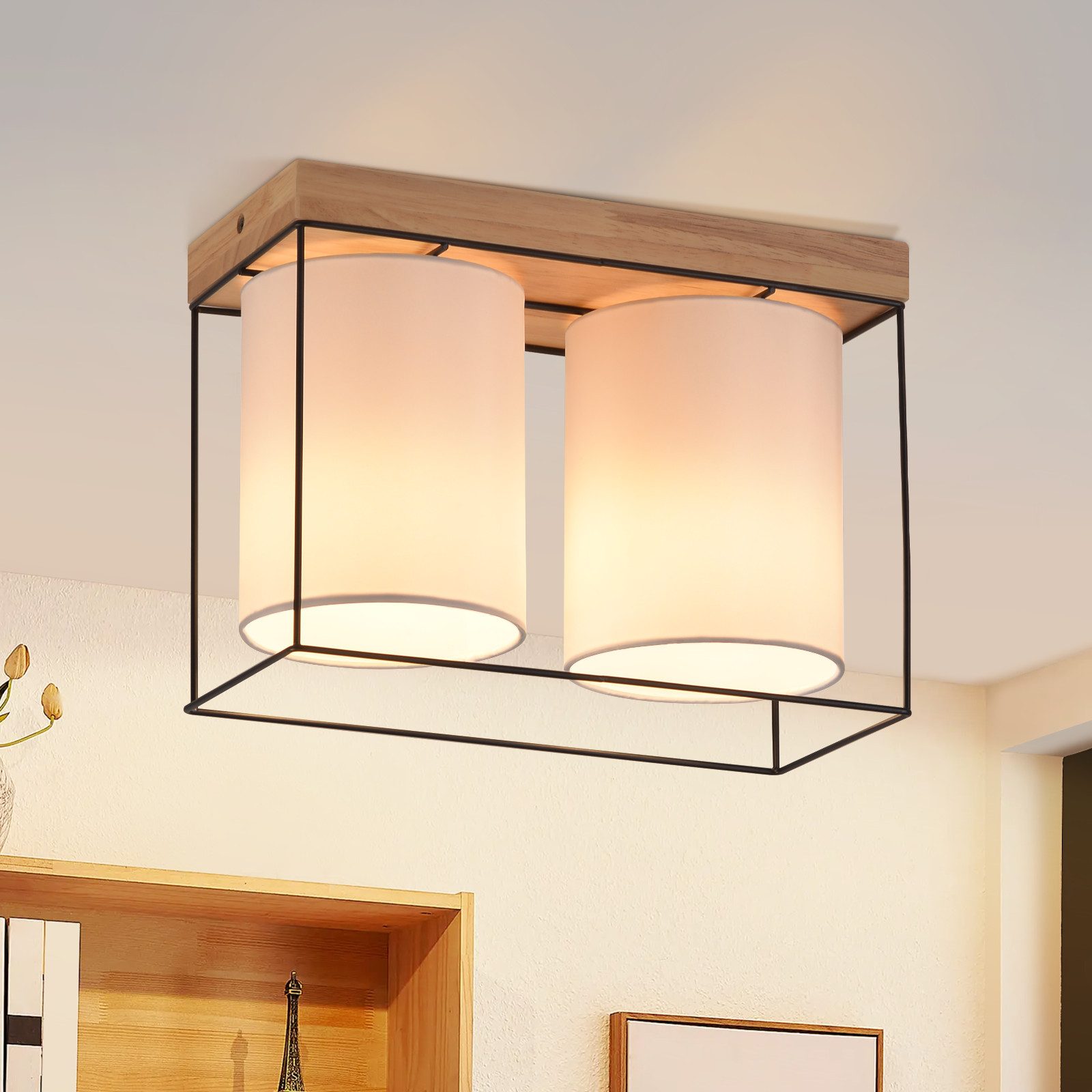 Nettlife Deckenleuchte Wohnzimmer Holz 1/2/3 Flammig günstig online kaufen