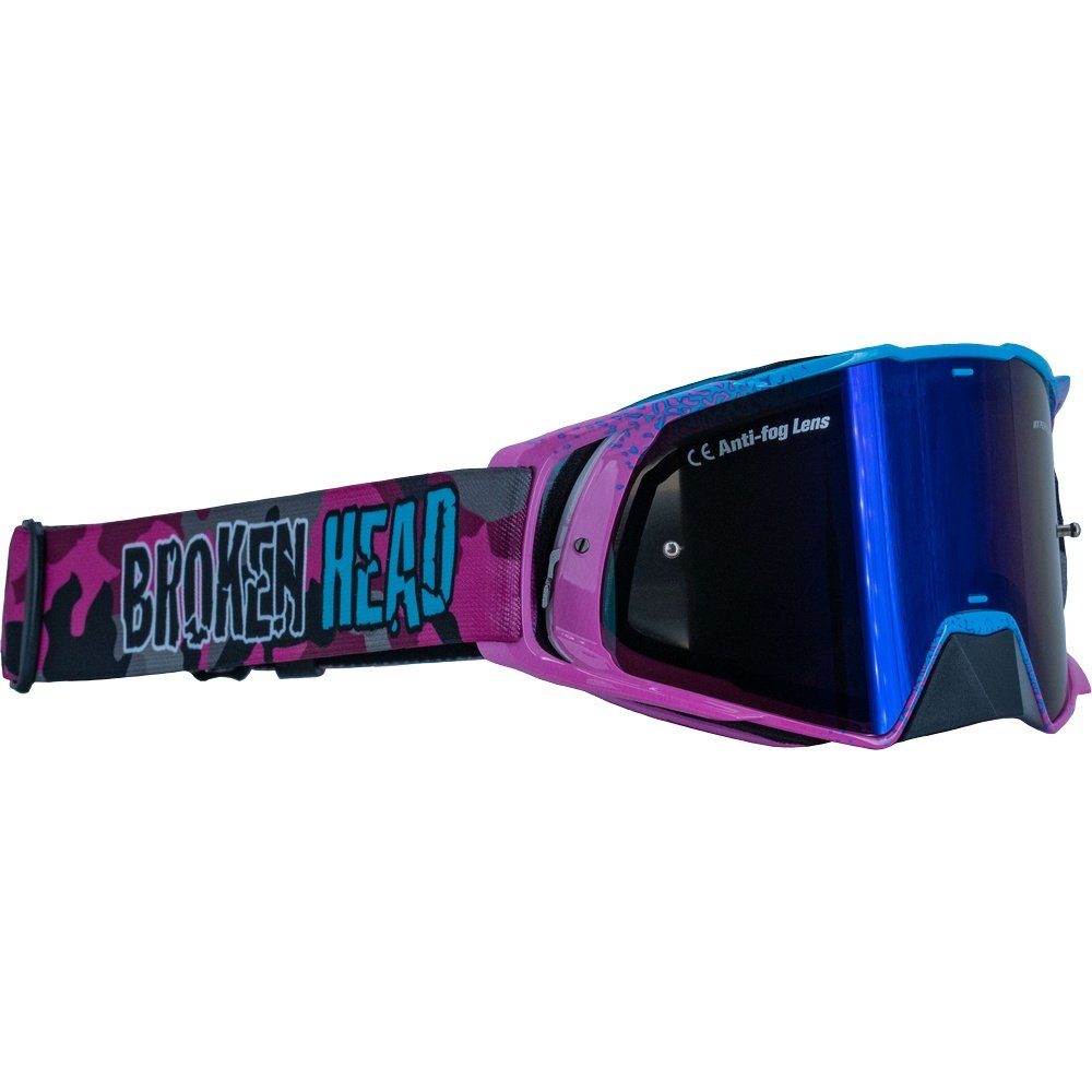 Broken Head Motorradbrille MX-Regulator Pink, Größe verstellbar