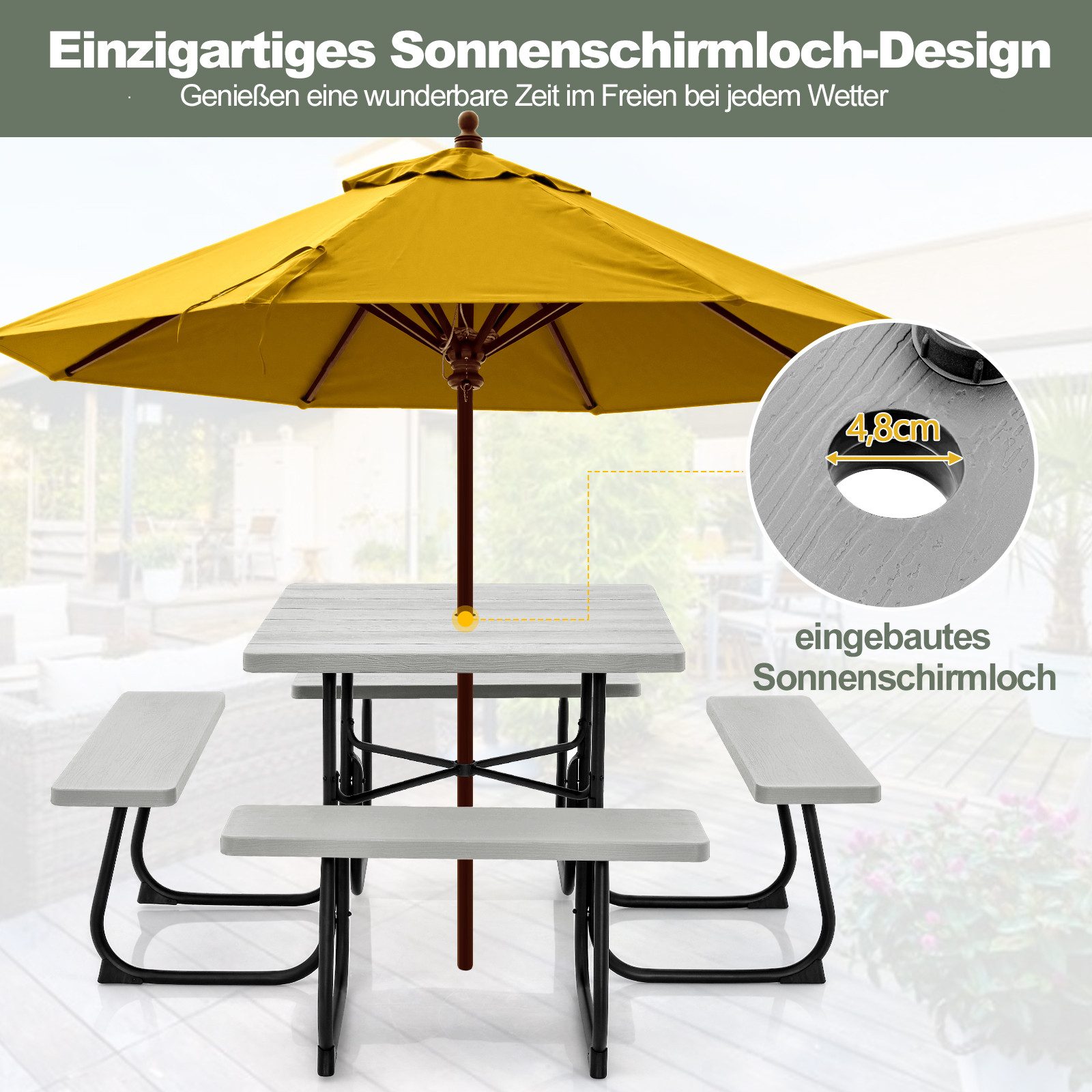 KOMFOTTEU Gartentisch, Picknicktisch Set, für 8 günstig online kaufen