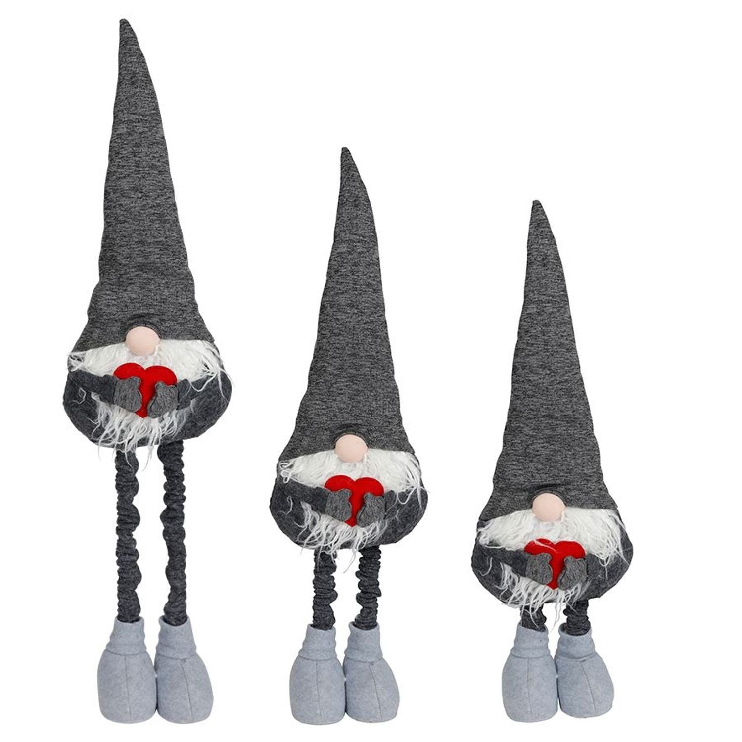 Dekofigur Deko-Wichtel mit Mütze und Teleskopbeinen 84cm Weihnachtswichtel