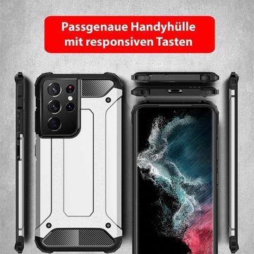 FITSU Handyhülle Outdoor Hülle für Samsung Galaxy S22 Ultra Schwarz, Robuste Handyhülle Outdoor Case stabile Schutzhülle mit Eckenschutz