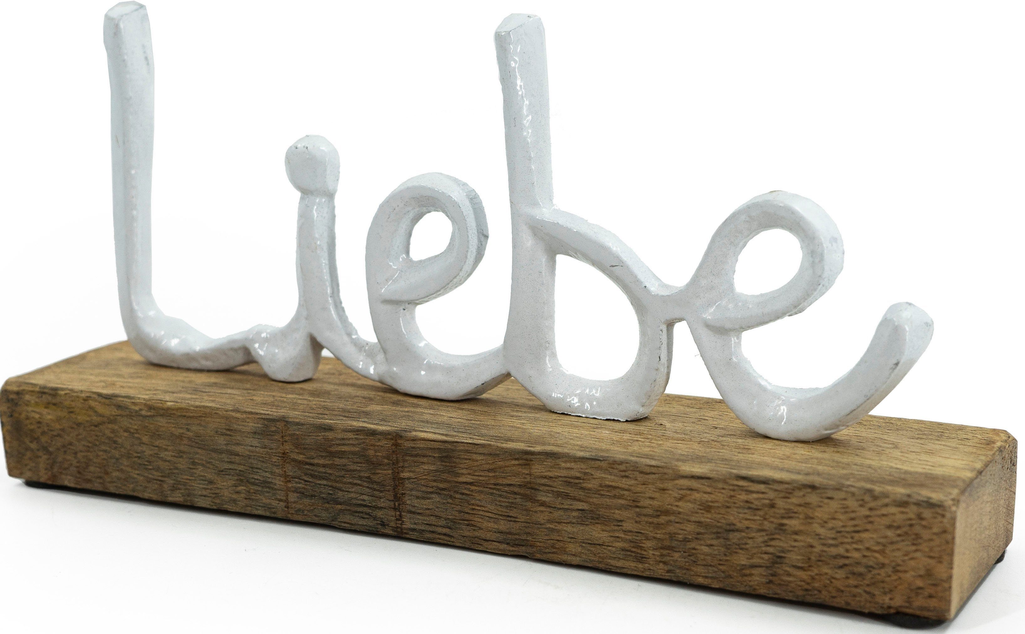 Lebe, weiß Deko-Schriftzug Liebe, NOOR Holz aus Lache LIVING (3 Aluminium und St),