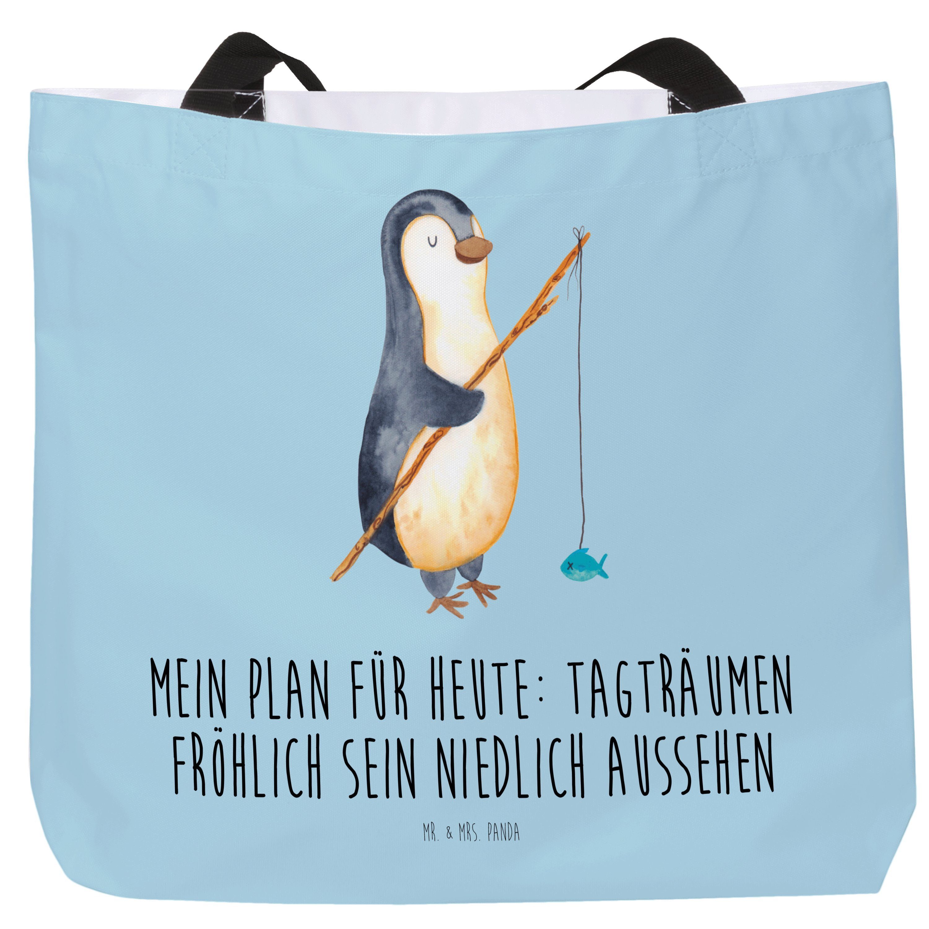 Mr. & Mrs. Panda Shopper Pinguin Angler - Eisblau - Geschenk, Neustart, Angel, Motivation, Fis (1-tlg)