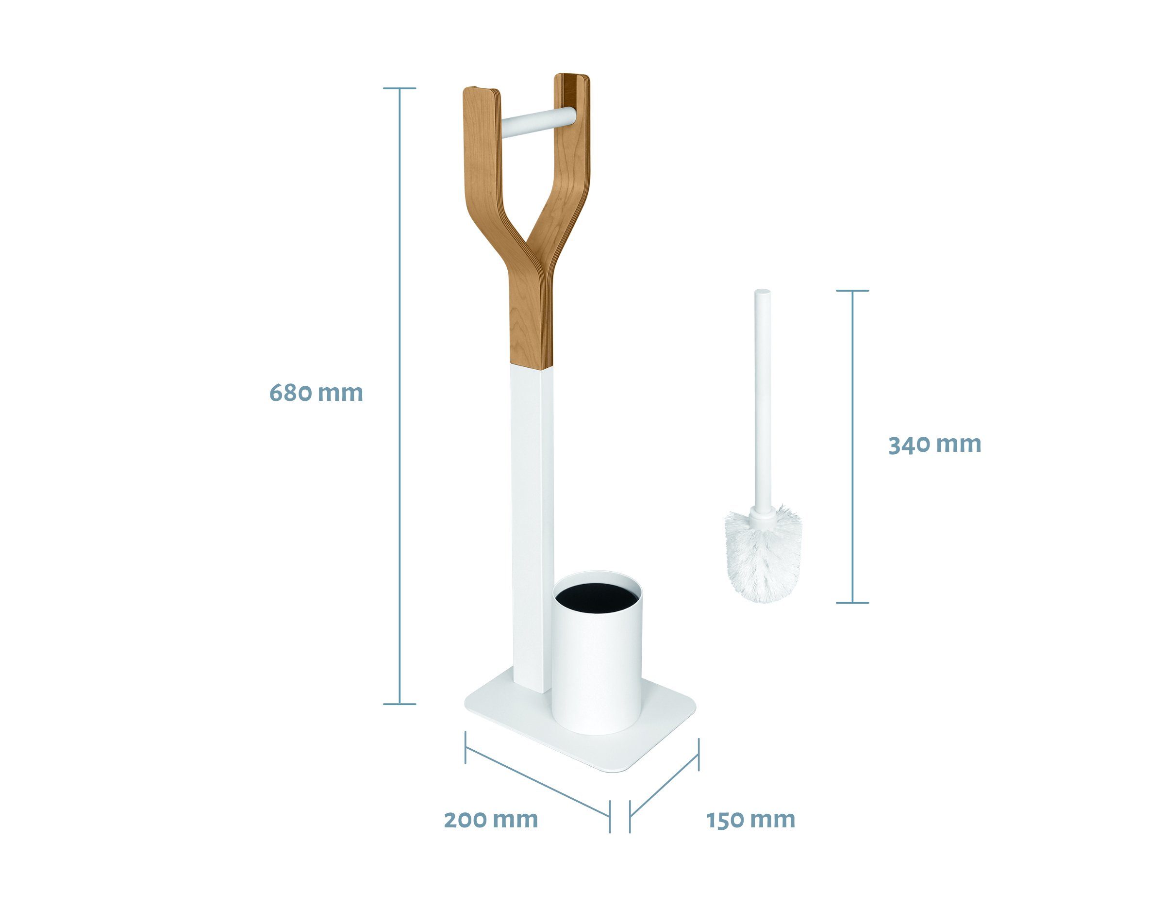 Libaro Toilettenpapierhalter Triest, WC-Bürste weiß mit Holz  Toilettenbürste mit Papierhalter Behälter mit Kunststoffeinsatz