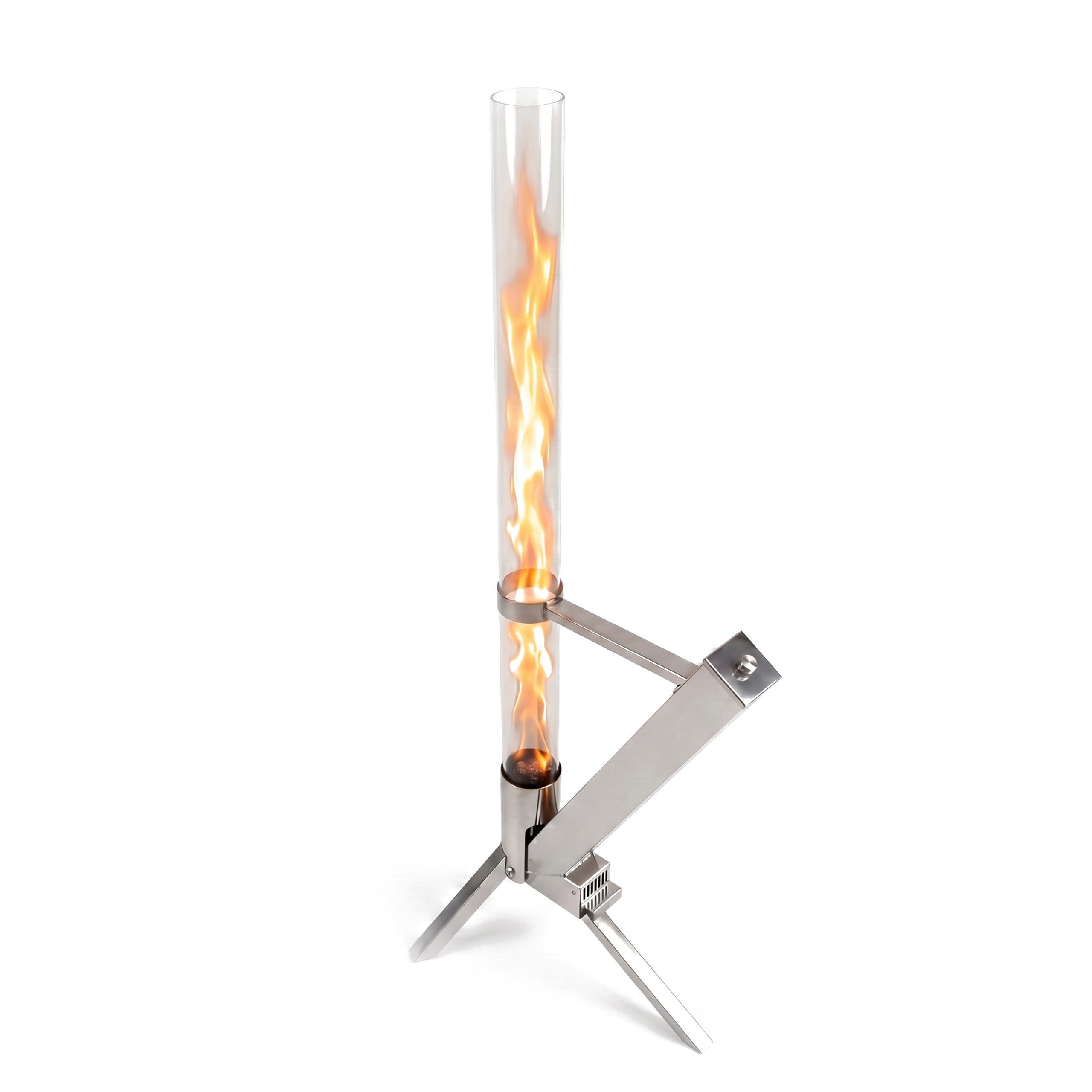 relaxdays Feuerstelle Feuerrohr Pelletfackel Edelstahl, silber