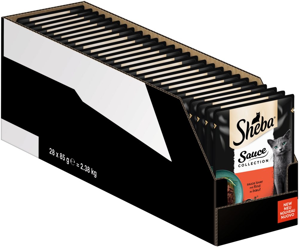 Sheba SHEBA® Portionsbeutel Sauce Collection Sauce Lover mit Rind 28 x 85g, Nassfutter für: Katze