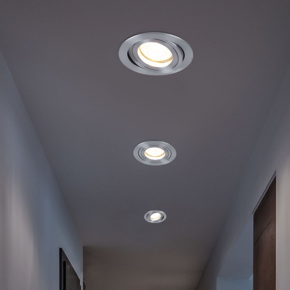 inklusive, 3er Einbaustrahler, drehbar Beleuchtung Set Paulmann Warmweiß, LED Lampe Leuchtmittel Strahler Design IP23 Spot Einbau Alu