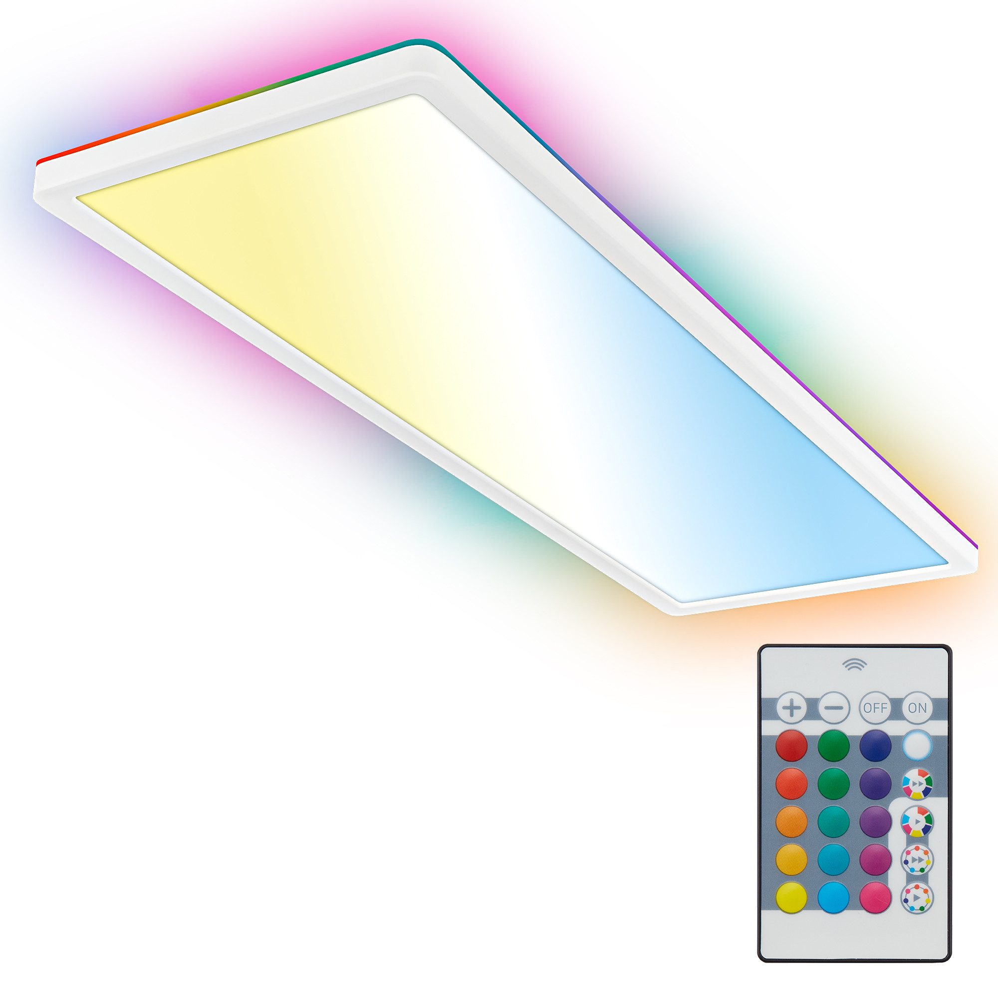 Briloner Leuchten LED Panel flach dimmbar Fernbedienung CCT RGB Backlight, LED fest integriert, 2700 - Extra-Warmweiß, 18W/22W