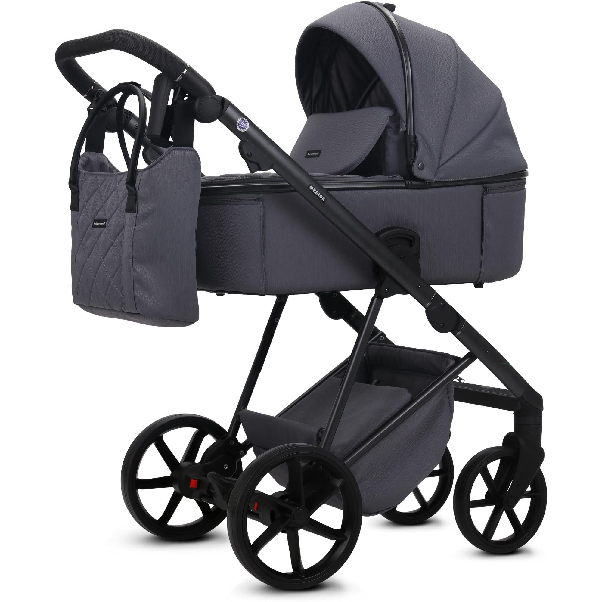 Knirpsenland Kombi-Kinderwagen Merida Luxus & Eleganz 2in1, inkl. Wickeltasche & viel Zubehör, (Spar-Set), mit Faltwanne, mit schwenk und feststellbaren Vorderrädern