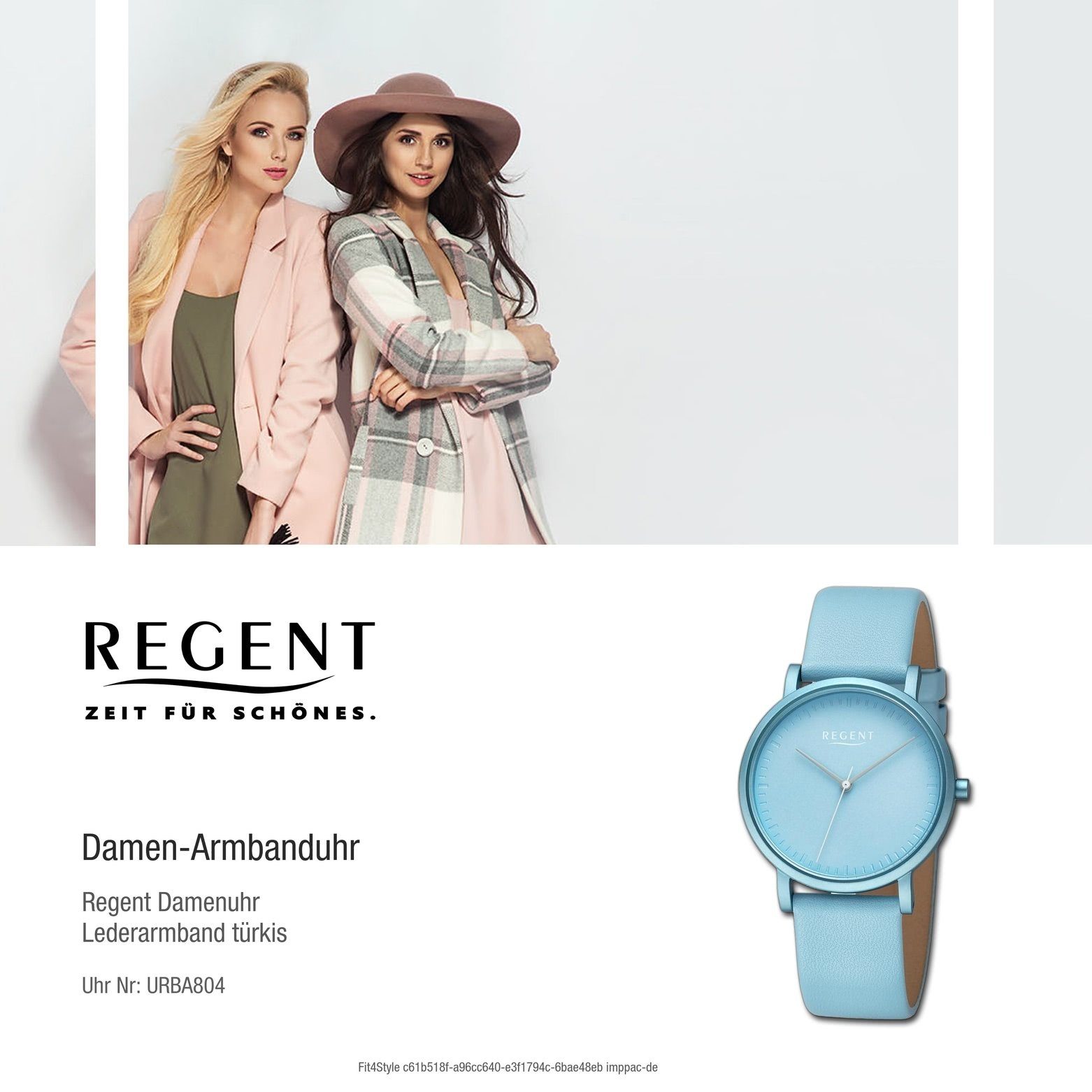 groß Analog, rund, Armbanduhr Damen Lederarmband Regent extra Armbanduhr Regent Quarzuhr (ca. Damen 36mm),