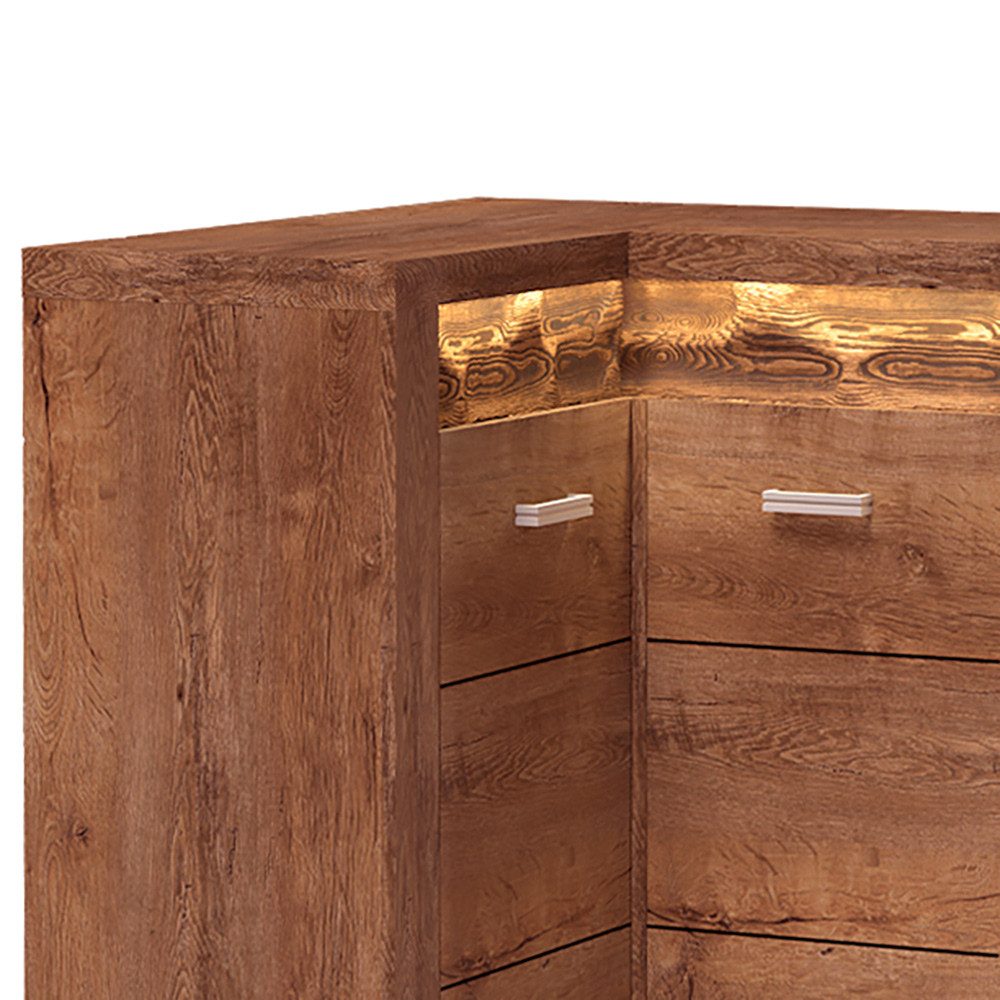 Lomadox Kommode INGENIO-161, Eckschrank Sideboard Wohnzimmerschrank modern Esche in braun