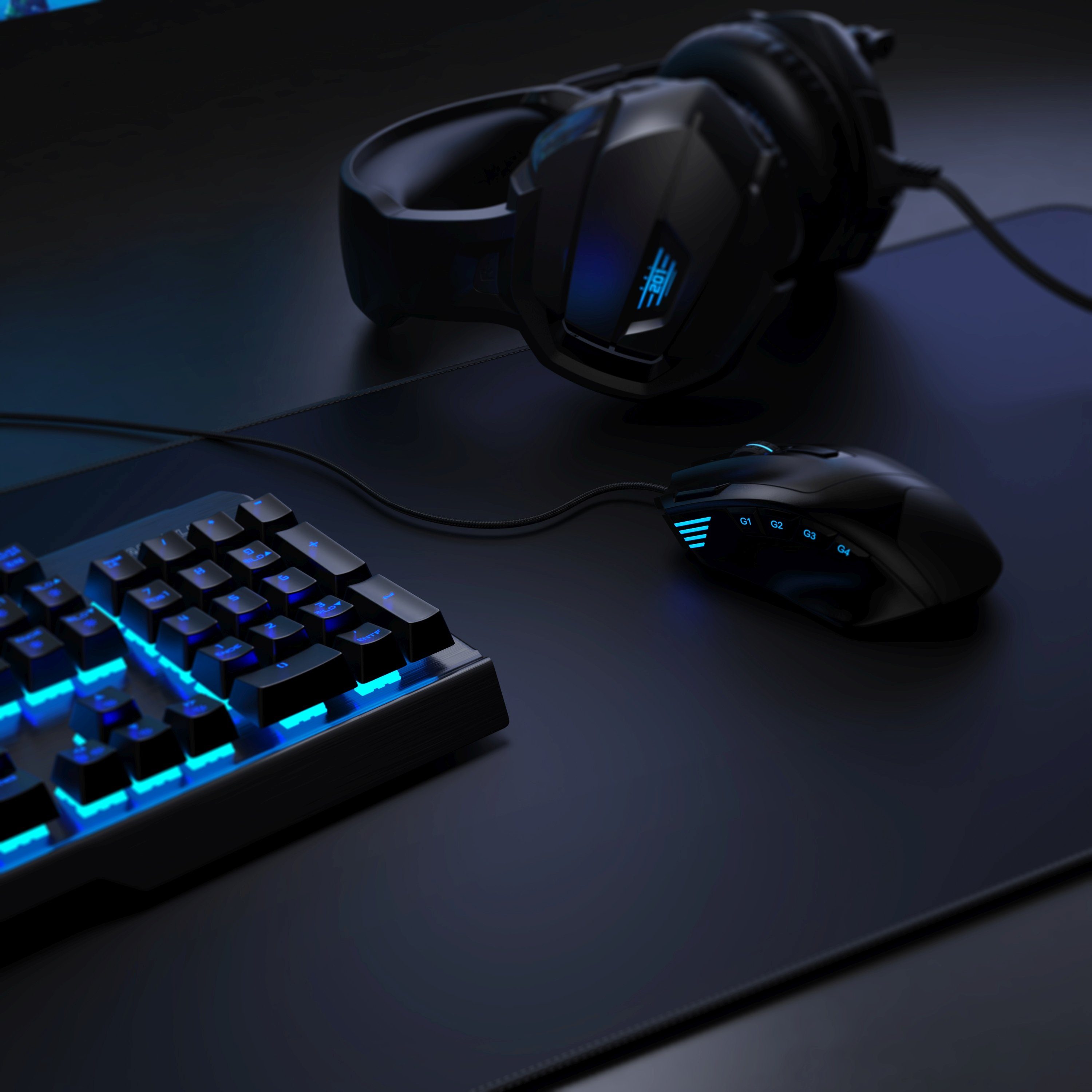 CSL Gaming Mauspad XXXL Speed Mousepad 1200 x 400 x 3 mm, große Tischunterlage, rutschfest, abwaschbar, Geschwindigkeit & Präzision, schwarz