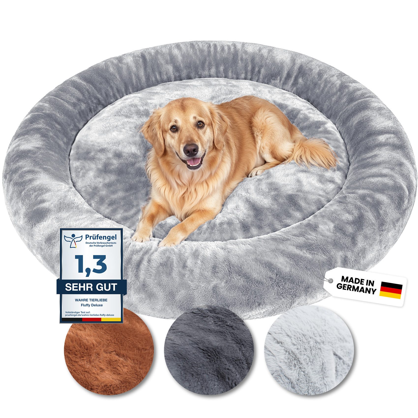 Wahre Tierliebe Tierbett - Orthopädisches Hundebett Deluxe, Deutschlands Original, waschbar, Verschiedene Größen und Farben, extra flauschig