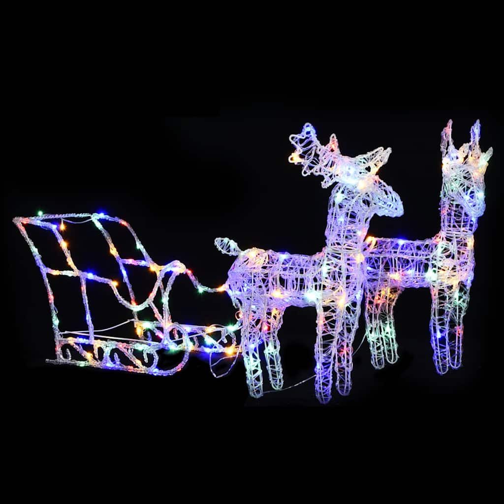 vidaXL LED Dekofigur Rentiere & Schlitten Weihnachtsdekoration 160 LEDs 130 cm Acryl