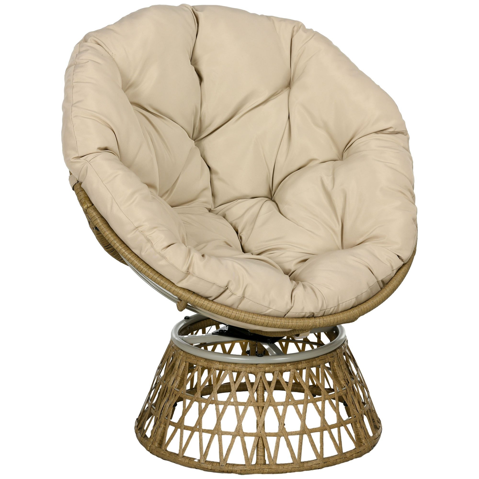MC Star Gartensessel Korbsessel Rattansessel Outdoor-Sessel, Boho-Stil (wetterbeständig, 85 cm x 70 cm x 82 cm, Creme + Natur)