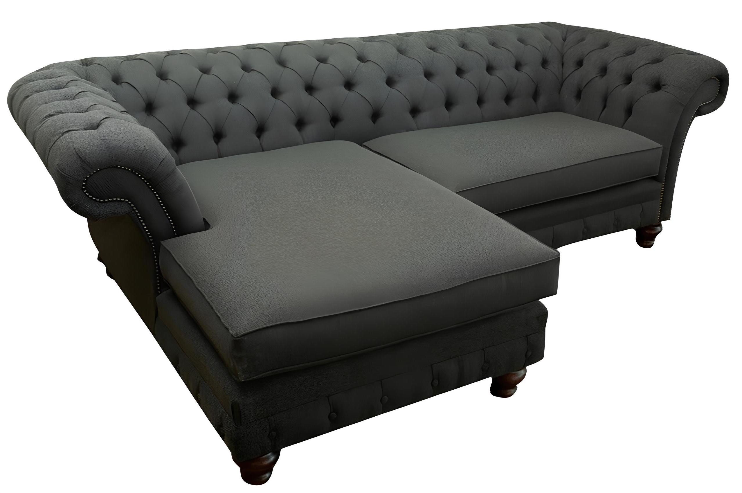 Xlmoebel Chesterfield-Sofa Luxuriöses Textil-Sofa in Grau im Chesterfield-Stil für das Wohnzimmer, Hergestellt in Europa