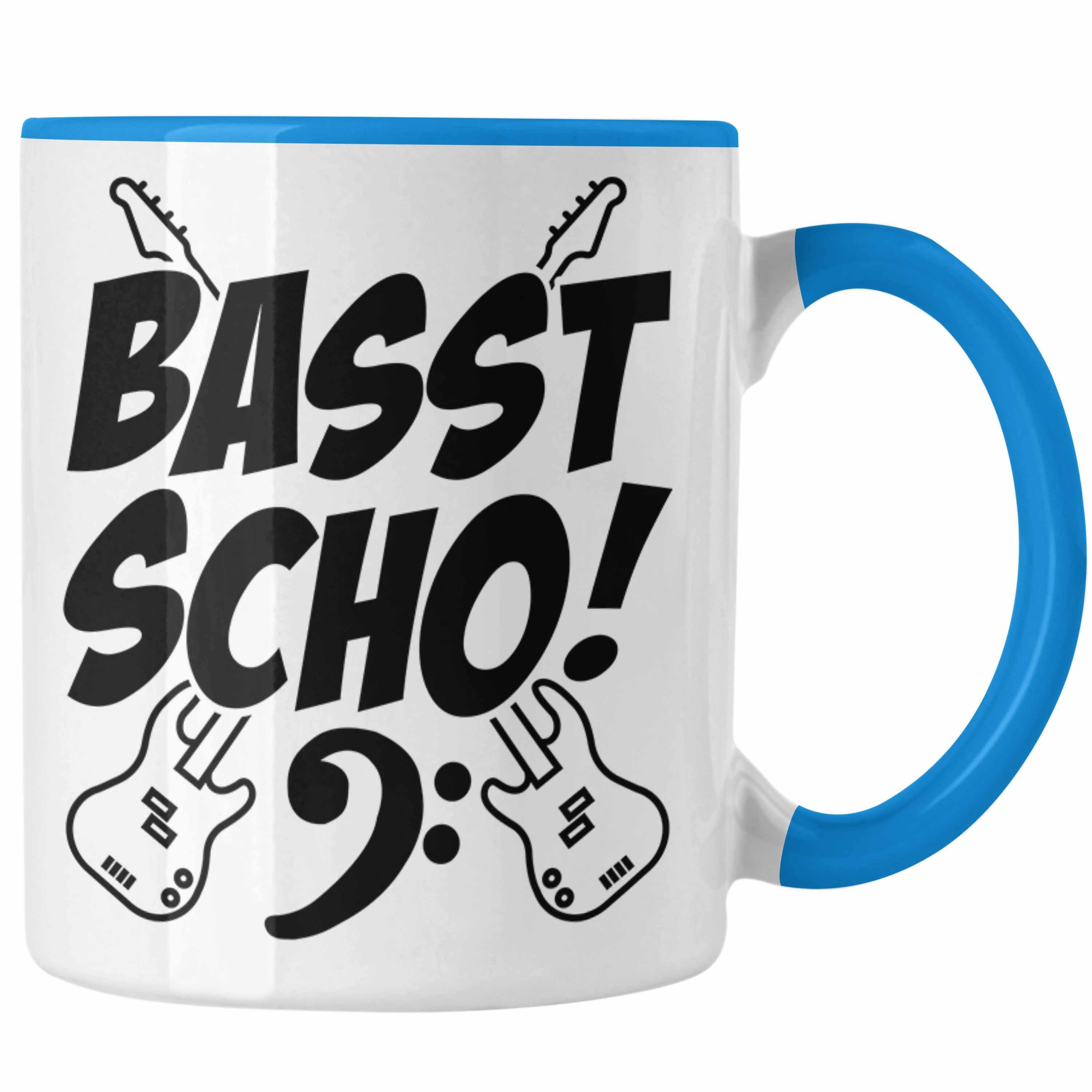 Tasse Blau Bassist Geschenkidee Geschenk Bass-Spieler Basst S Trendation Kaffee-Becher Tasse