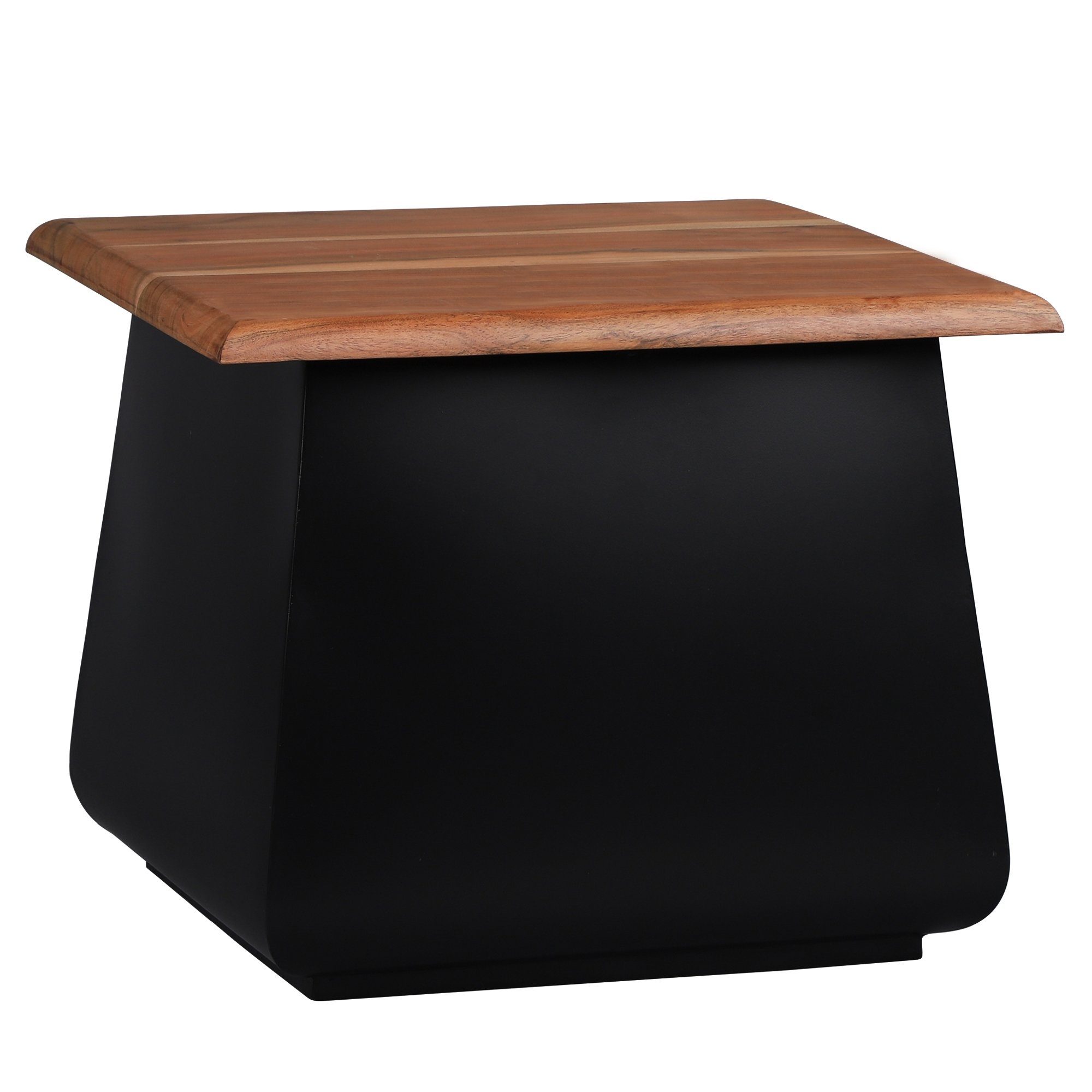 Dekotisch, Wohnzimmertisch Sheffield Metall Schwarz-Natur Beistelltisch Unikat 50x40x50cm Akazienholz Kaffeetisch rechteckig Sofatisch WOMO-DESIGN Couchtisch