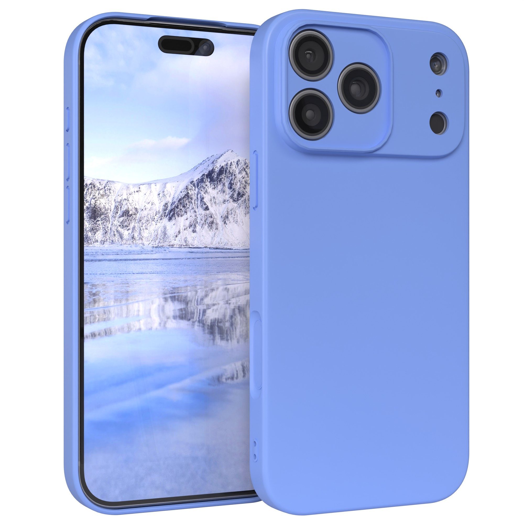 EAZY CASE Handyhülle für Apple iPhone 17 Pro Max Hülle Silikon 6,9 Zoll, Silikon Schutzhülle mit Kameraschutz kratzfest Back Cover Ultramarin